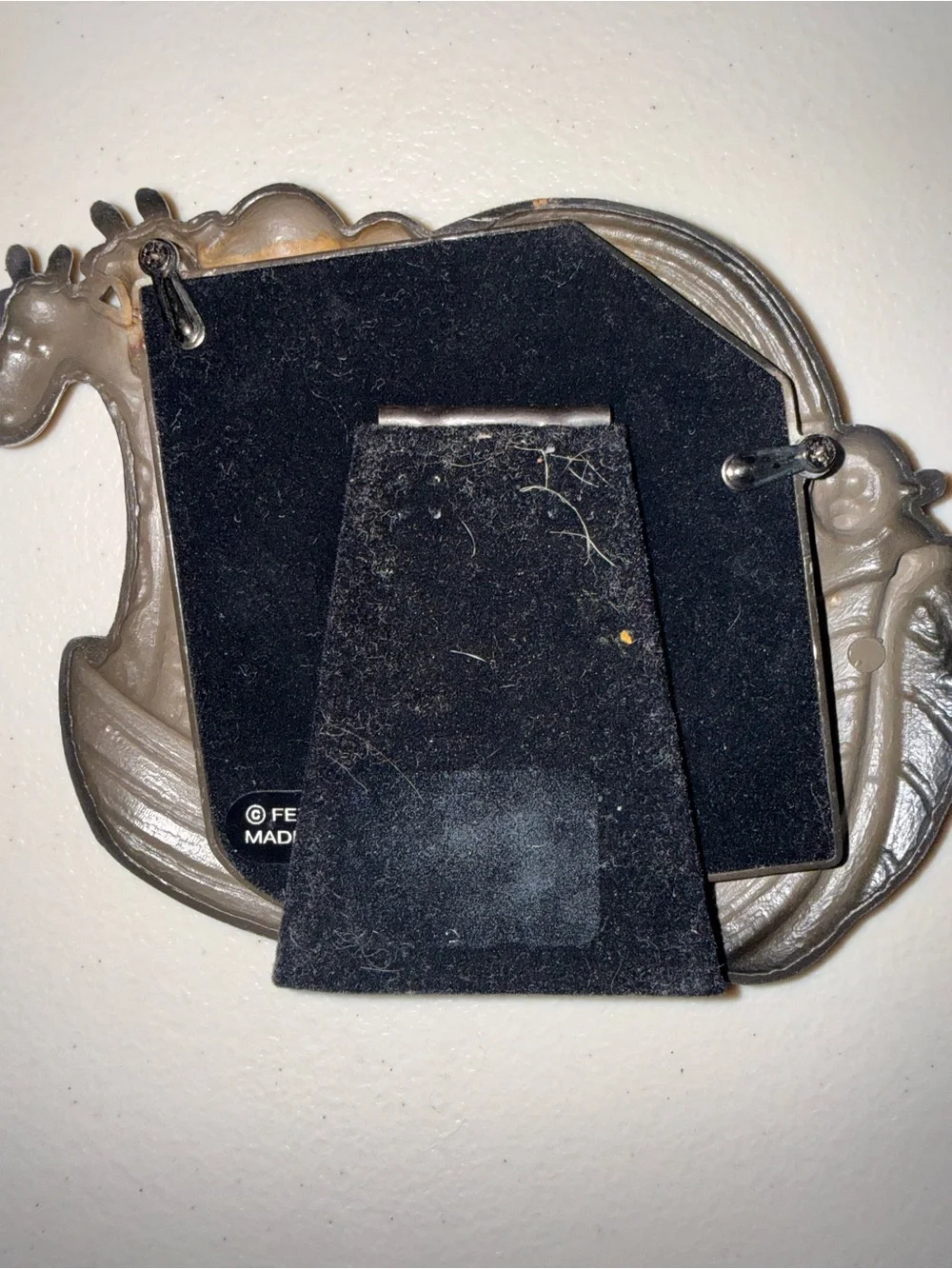 Vintage Noah’s Ark Pewter Tone Baby Picture Frame | Nursery Décor | Animals | 4”